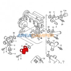 Water flange on cylinder head for 5 cylinder engines 2.4L D, 2.5L, 2.5L TDI, 05/1998-06/2003