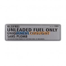 "Unleaded fuel only" sticker