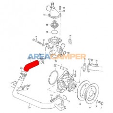 Water hose on thermostat, 1900 CC and 2100 CC