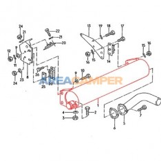 Rear exhaust, 1600 CC TD (JX) until 1985