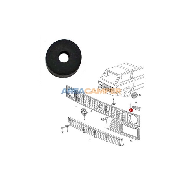 Rubber washer for front grille with round or rectangular headlights