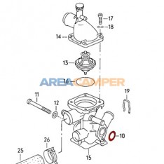 Junta na caixa do termostato motores a gasolina 1900 CC e 2100 CC (1985-1992)