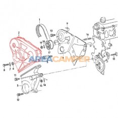 Tapa superior protección correa distribución motores VW T3 Diesel y Turbo Diesel