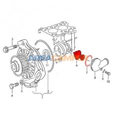 Thermostat with seal (09/1990-06/2003) 2.4L D, 2.5L TDI, 2.5L petrol