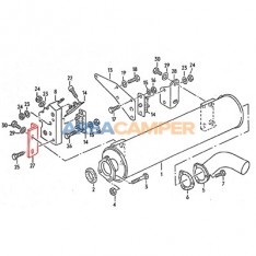 Placa izquierda soporte silenciador trasero SYNCRO 1.7L D (KY) y 1.6L TD (motor JX a partir 08/1989)