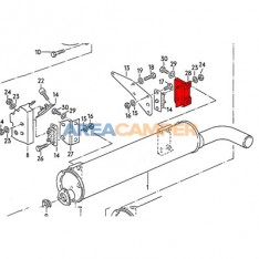 Right support plate for rear silencer 1.7L D (KY) and 1.6L TD (JX engine from 08/1989)