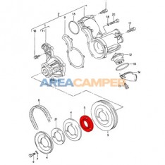 Buje sobre polea bomba de agua VW T3 D/TD (01/1981-07/1985), para vehículos con bomba hidráulica adicional o compresor A/C