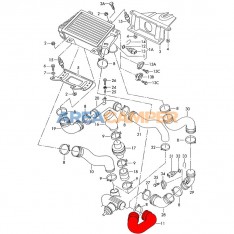 Turbo intercooler intake hose VW T4 2.5L TDI 102 CV (ACV, AUF, AYC), 09/1995-06/2003